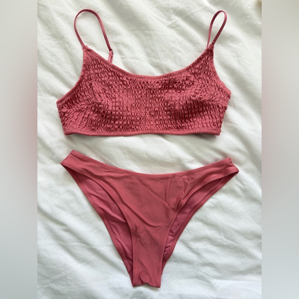 H&M Rose Pink Smocked Bikini Set